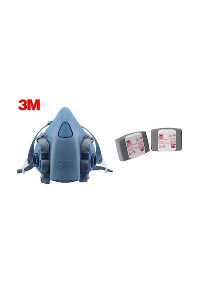 3m  7502 yarım yüz gaz maskesi ( M )+6038 AKTİF KARBONLU FİLTRE