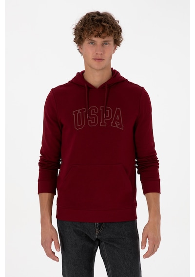 U.S. Polo Assn. Erkek Regular Fit Kapüşonlu Bordo Basic Sweatshirt 50315663-VR014