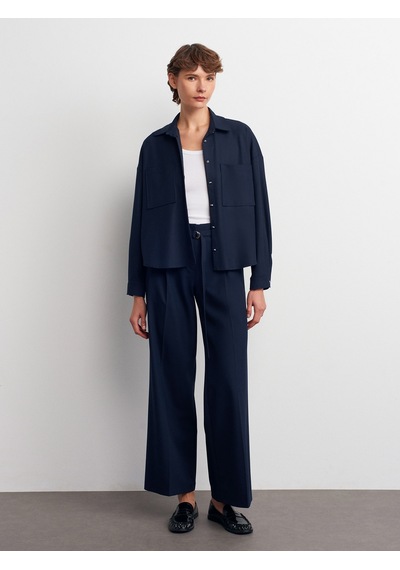 Dilvin 50522 Oversize Gömlek-lacivert Lacivert