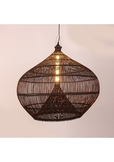 Atlas Doğal Rattan Avize 60x70 Cm Siyah