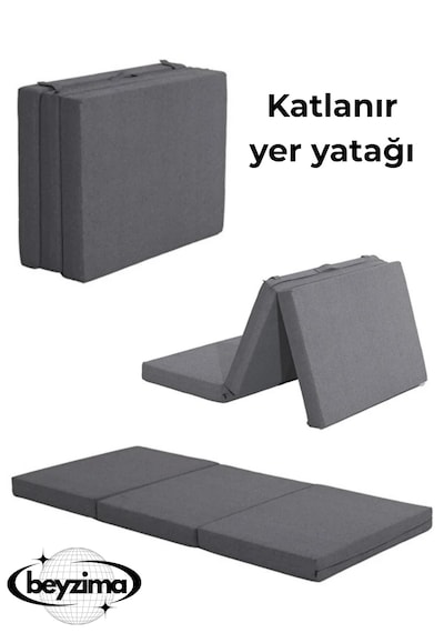 Katlanır Yatak Yer Yatağı 8 Cm Çanta Tipi Misafir Kamp Minderi 80x180 Gri