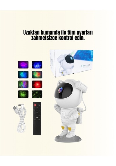 Bluetooth - 409 - Ve Dahili Ses Özellikli Astronot - Flzdgnkr - Projeksiyon Lambası