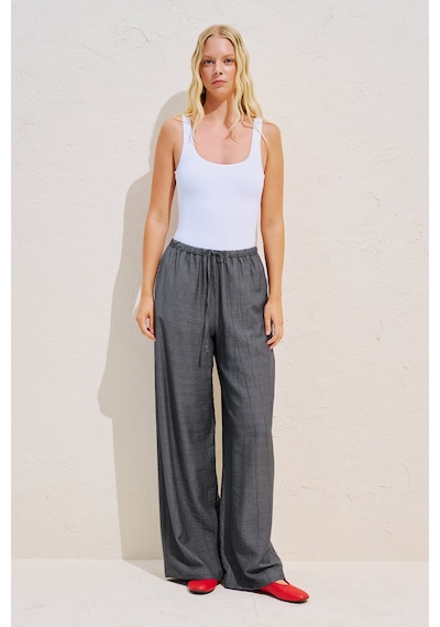 Manuka Dokulu Bağlamalı Pantolon Gri Ss26pnt00038-00001