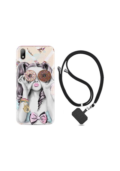 Huawei Y5 2019 Kılıf Boyun Askılı Donut Girl 1408
