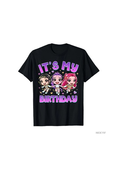 Tarzsokak Doğum Günüm Sevimli Chibi Kpop Komik Doğum Günü Kızı Tişörtü Erkekler Kadınlar İçin %100 Pamu Çok Renkli