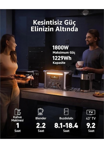 Anker Powerhouse 757 1229 Wh 1500 W Modüler Taşınabilir Güç Kaynağı