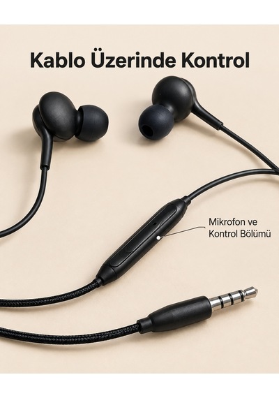 Siyah Tasarımlı Jak Girişli Kablolu Kulak İçi Kulaklık Akyı-384122