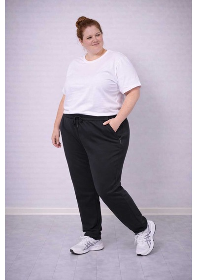 Akt Gayem Butik Büyükbeden Eşofman Altı Paçası Lastikli 3xl-6xl Siyah