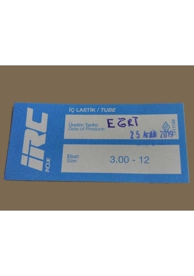 İç Lastik 3.00-12 Eğri Sibop 8564 Irc