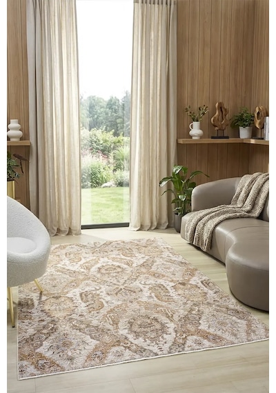 Seyran Halı Monde 806 Bej Polyester Makine Halısı