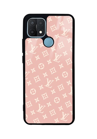 Oppo A15 Pink Lv Tasarımlı Glossy Telefon Kılıfı Pembe