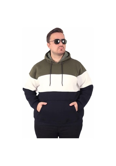 Starbattal Büyük Beden Kapüşonlu 3ip Sweat Mg 25725 Hakı Haki
