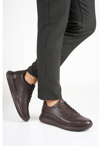 Fame Step Hakiki Deri Erkek Yürüyüş Ayakkabısı Casual Comfort Bağcıklı Ortopedik Günlük Rahat Taban Kahverengi Sneaker Palermo