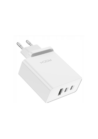 Rock T31 Gan 65w Pd 3.0 & Qc 4.0 Hızlı Seyahat Şarj Set Beyaz 2m Type-c To Type-c Kablo