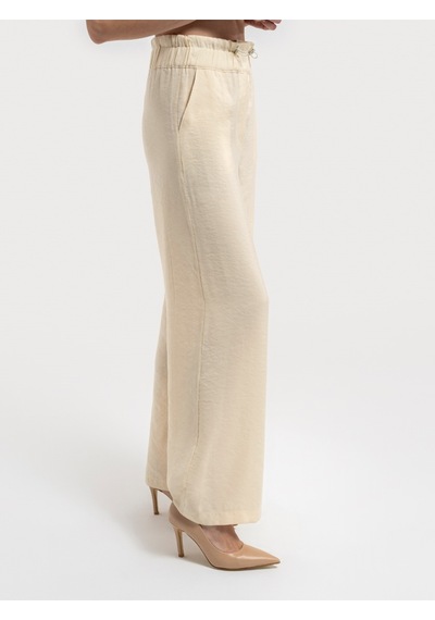 Paperbag Fit Kadın Pantolon Ekru