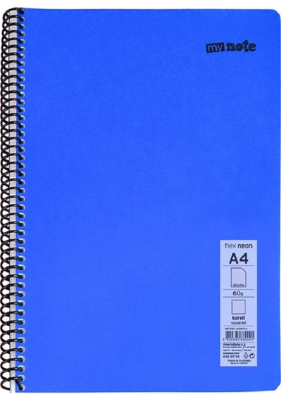 Defter Okul Defteri Spiralli Telli Pp Kapak A4 - 2 Adet Farklı Renklerde - 60 Sayfa Çizgili 2 Adet Çok Renkli