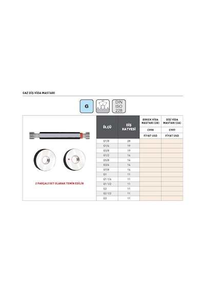 Fett M27x2 Pld C997 Metrik Dişi İnce Diş Vida Mastarı