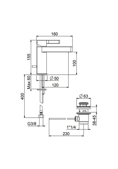 İtalyan Webert -do Re Mi Lavabo Bataryası Mat Siyah Sifon Kumandalı Dr830101560