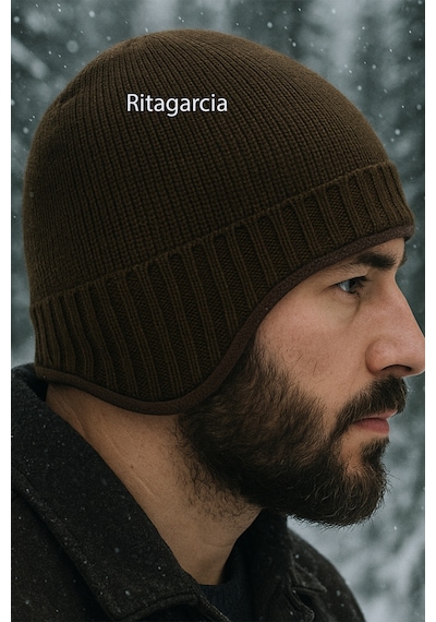 Ritagarcia Unisex Polar Astarlı Kulaklı Bere - Rüzgar Geçirmeyen Termal Kış Beresi Kahverengi