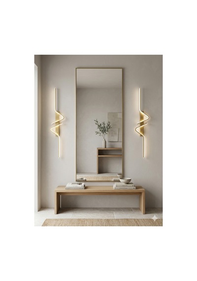 Yüksek Aydınlatmalı Z Model Gold Led Aplik Avize Modern, 3 Renk Aydınlatma