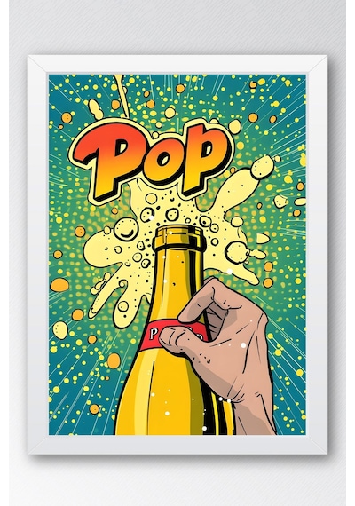 Şişe Açılışı Pop Art Çerçeveli Tablo - Pop Art Poster Tablo
