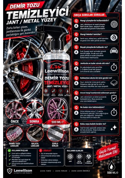 Demir Tozu Temizleyici Jant Ve Metal Yüzey Temizleyici 500 Ml