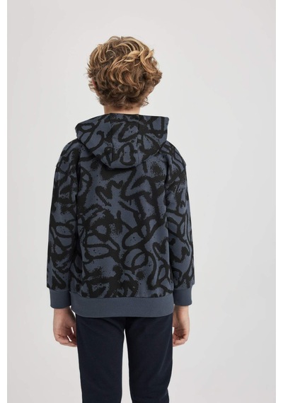 DeFacto Erkek Çocuk Oversize Geniş Kalıp Desenli Kapüşonlu Sweatshirt C0355A823CWAR153 DeFacto Erkek Çocuk Oversize Geniş Kalıp Desenli Kapüşonlu Sweatshirt C0355A823CWAR153