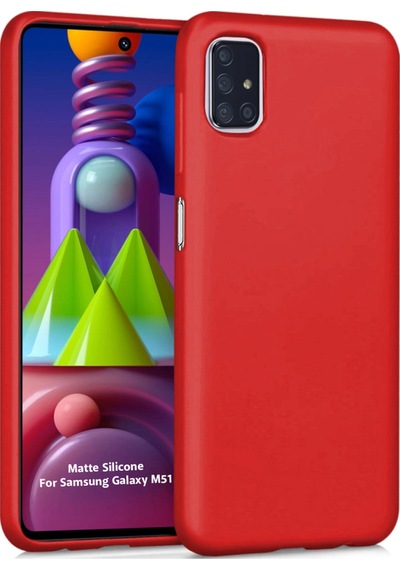 Samsung Uyumlu Galaxy M51 Arka Kapak Silikon Kılıf + Temperli Cam Ekran Koruyucu