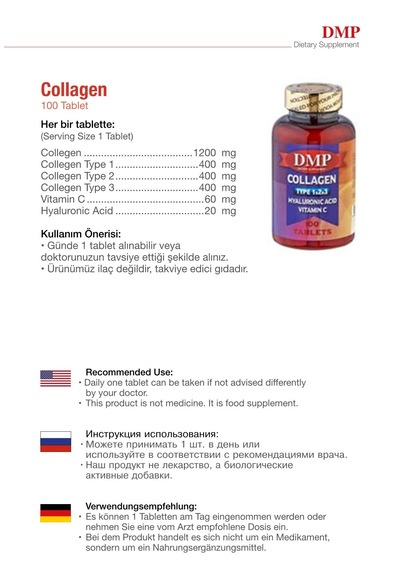 Dmp Collagen Tip 1-2-3 Hyaluronic Acid Vitamin C 200 Tablet