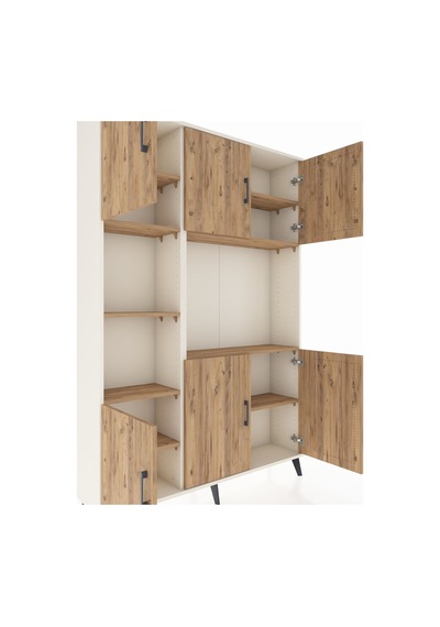 Arges Dolap 9 Raflı 6 Kapaklı 132x30x195 Aytaşı-çam/çam Aytaşı