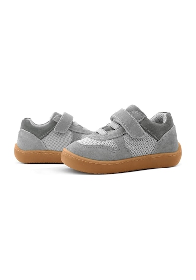 Rakerplus Bob Hakiki Deri Gri Barefoot Cırtlı Lastikli Bebek Sneaker Ayakkabı Gri