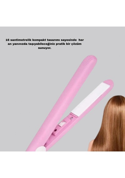 Mini Saç Düzleştirici 16 Cm Kompakt Tasarım, Seramik Plaka, 180 C