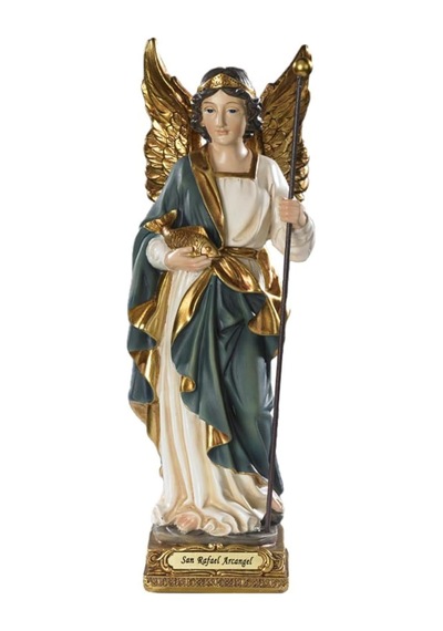Archangel Saint Rafael Raphael Heykeli 8" Doktorların Koruyucu Azizi. El Boyaması. Milagros - Vg010 Diğer