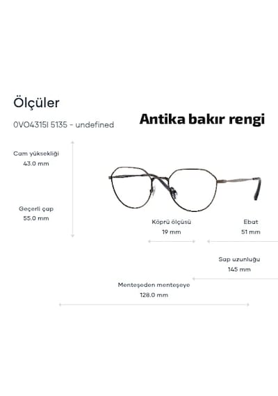 Vogue Vo4315 5135 51ekt Unisex Mavi Işık Korumalı Ekran Gözlüğü Antika Bakır