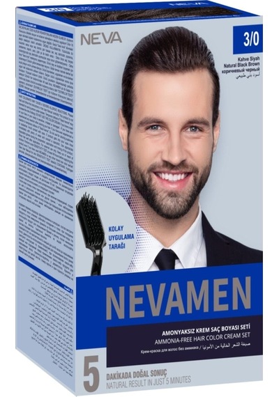 Neva Color 3.0 Kahve Siyah Men Amonyaksız Krem Saç Boyası Seti