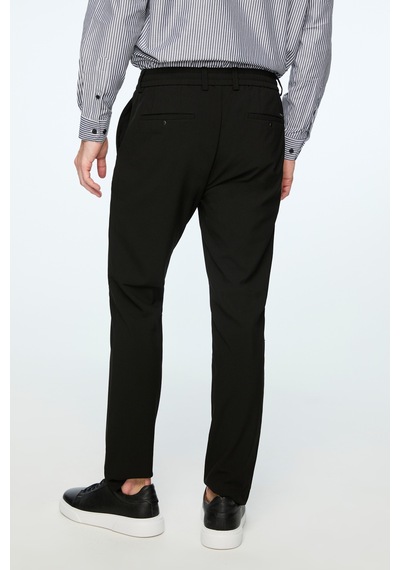 Morven Erkek Siyah Poliviskon Trend Düz Slim Fit Jogger Pantolon 26ms003040001 Siyah