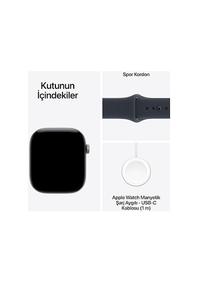 Apple Watch Series 12 GPS MJEJ4TU/A 46 MM Alüminyum Kasa Lacivert Spor Kordon M/L (Apple Türkiye Garantili)