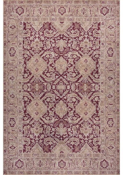 Artloop Relic Bordo Krem Vintage Klasik Madalyon Desenli Dokuma Tabanlı Şönil Halı Al 601