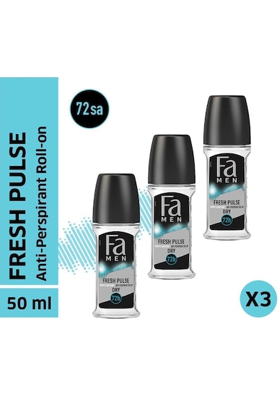 Fa Men Fresh Pulse 72H Erkek Roll-On Deodorant 3 x 50 ML