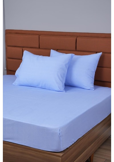 Tek Kişilik Lastikli Çarşaf+1 Yastık Kılıfı  100x200 Mavi Gri 100 x 200