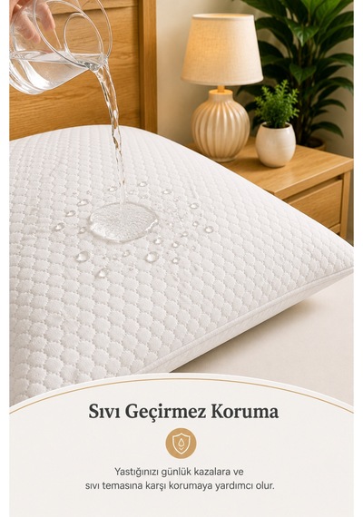 4'lü Su Geçirmez Yastık Alezi 50x70 Cm Fermuarlı Yastık Koruyucu Kılıfı Micro Kumaş Terletmez Beyaz Beyaz