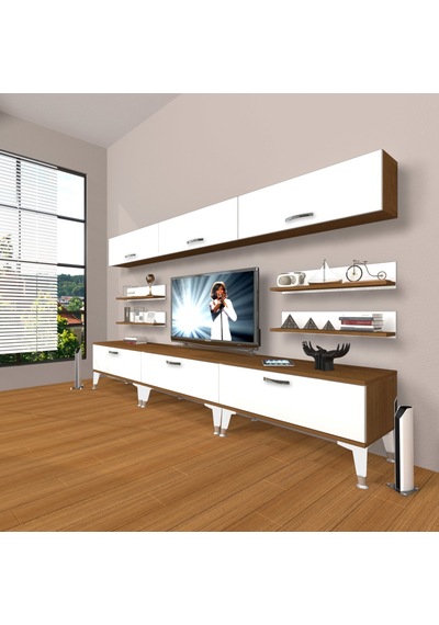 Decoraktiv Eko 8y Slm Silver Tv Ünitesi Tv Sehpası Ceviz - Beyaz