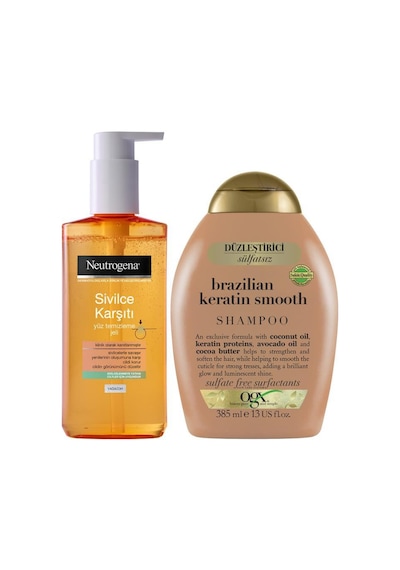 Neutrogena Sivilce Karşıtı Yüz Temizleme Jeli 200 ML + OGX Brazilian Keratin Smooth Şampuan 385 ML