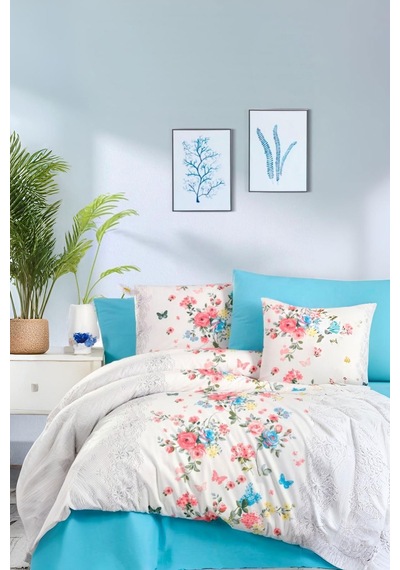 Çift Kişilik Ranforce Nevresim Takımı %100 Pamuklu Butterfly