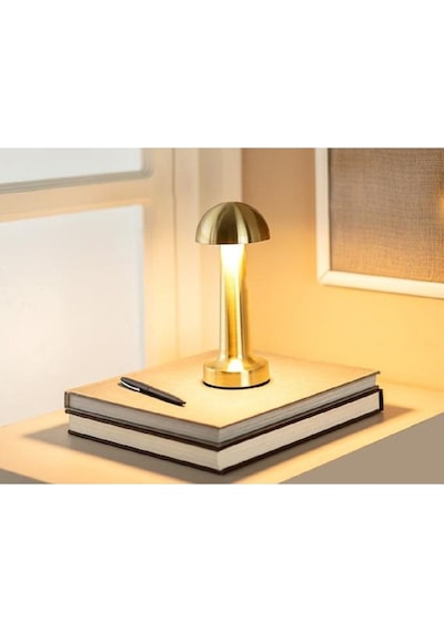 Masa Lambası Gece Lamba Mantar Model Usb Şarjlı Dekoratif Gold Re