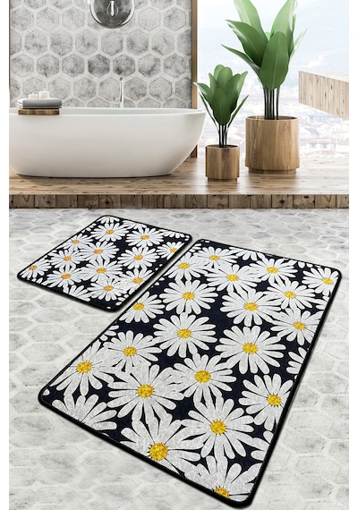 Primula Banyo Halısı Djt 2 Li Set Beyaz - Sarı - Siyah