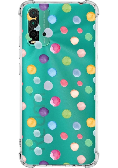 Prinrify Xiaomi Redmi 9t Uyumlu Water Color 6 Baskılı Şeffaf Köşe Korumalı Antişok Kılıf