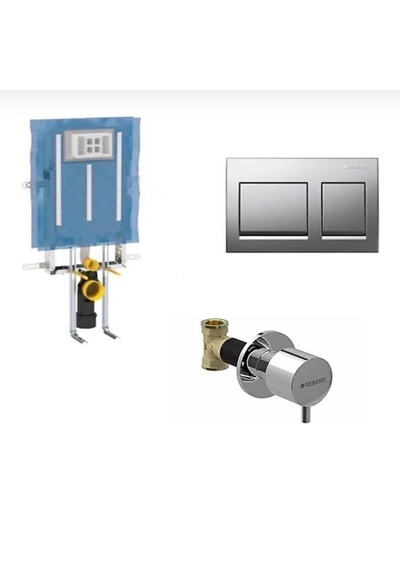 Geberit Alpha Kombifix Duvariçi Gömme Rezervuar Seti 8cm 110.174.00.1-mset Kare Parlak Krom Parlak Krom