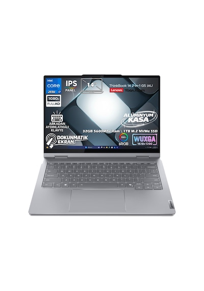 Lenovo ThinkBook 14 2-in-1 G5 IAU 21SQ003BTXAT10 Core Ultra 7 255U 16 GB 2 TB SSD 14" Wuxga Free Dos Dizüstü Bilgisayar