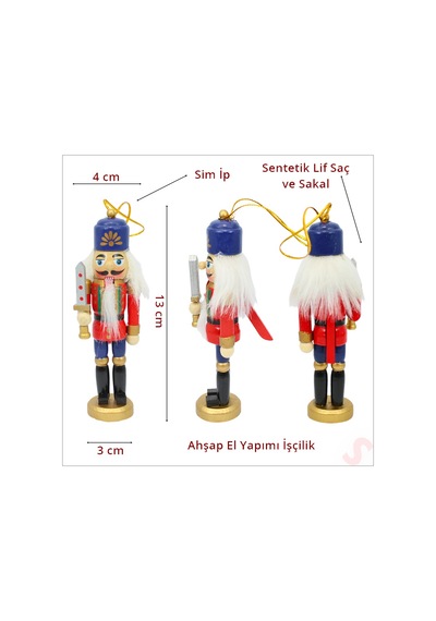 Kurşun Asker, Ahşap Fındıkkıran 13cm - Kılıçlı Kırmızı